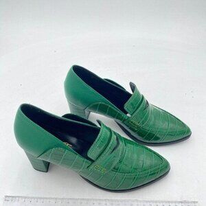 Green Crocodile Pattern Women Shoes